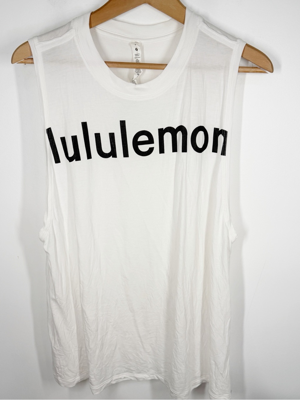 Lululemon Graphic All Yours Boyfriend Muscle Tank Top Size 6 Logo White Black